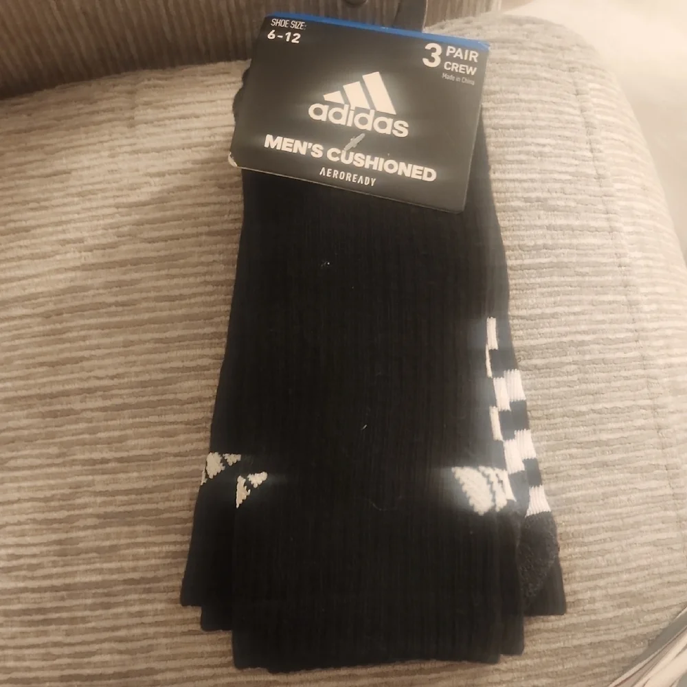 Adidas Men's Cushioned Crew Socks - Black and White